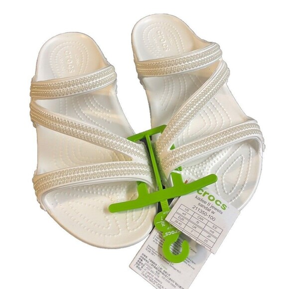 Crocs Kadee II Jewels Strappy Diamante White Sandals Women's Size 9 New - Picture 3 of 7